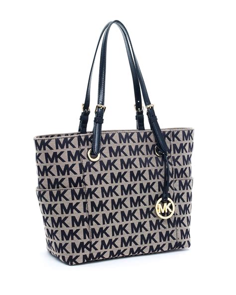 michael michael kors signature bay large tote|Michael Kors black signature handbag.